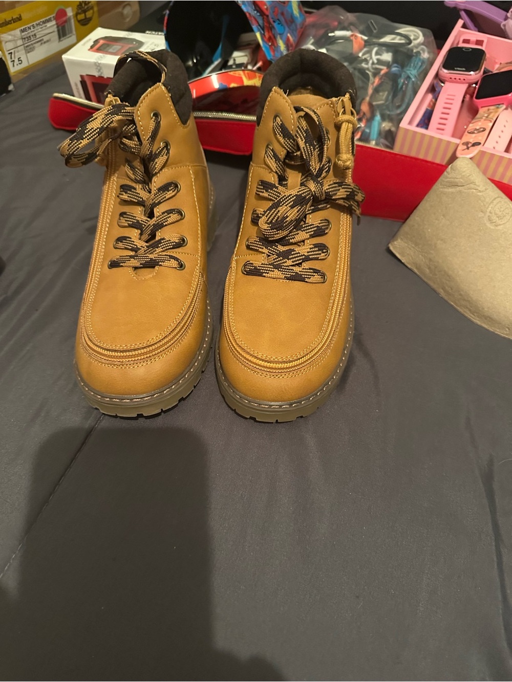 Kids Lace-Up Outdoor Boots in Wheat-Tan